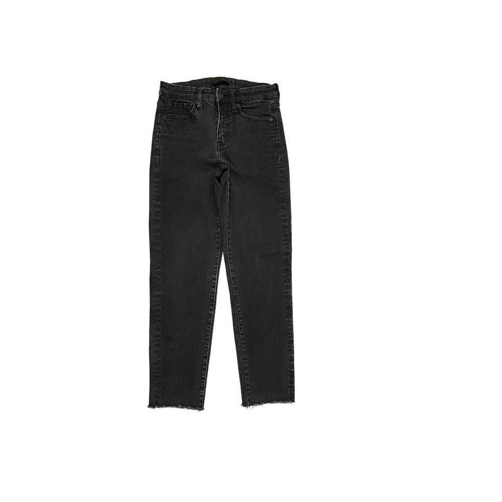 Uniqlo High Rise Skinny Straight Raw Hem Women's size 2 Black Denim Jeans